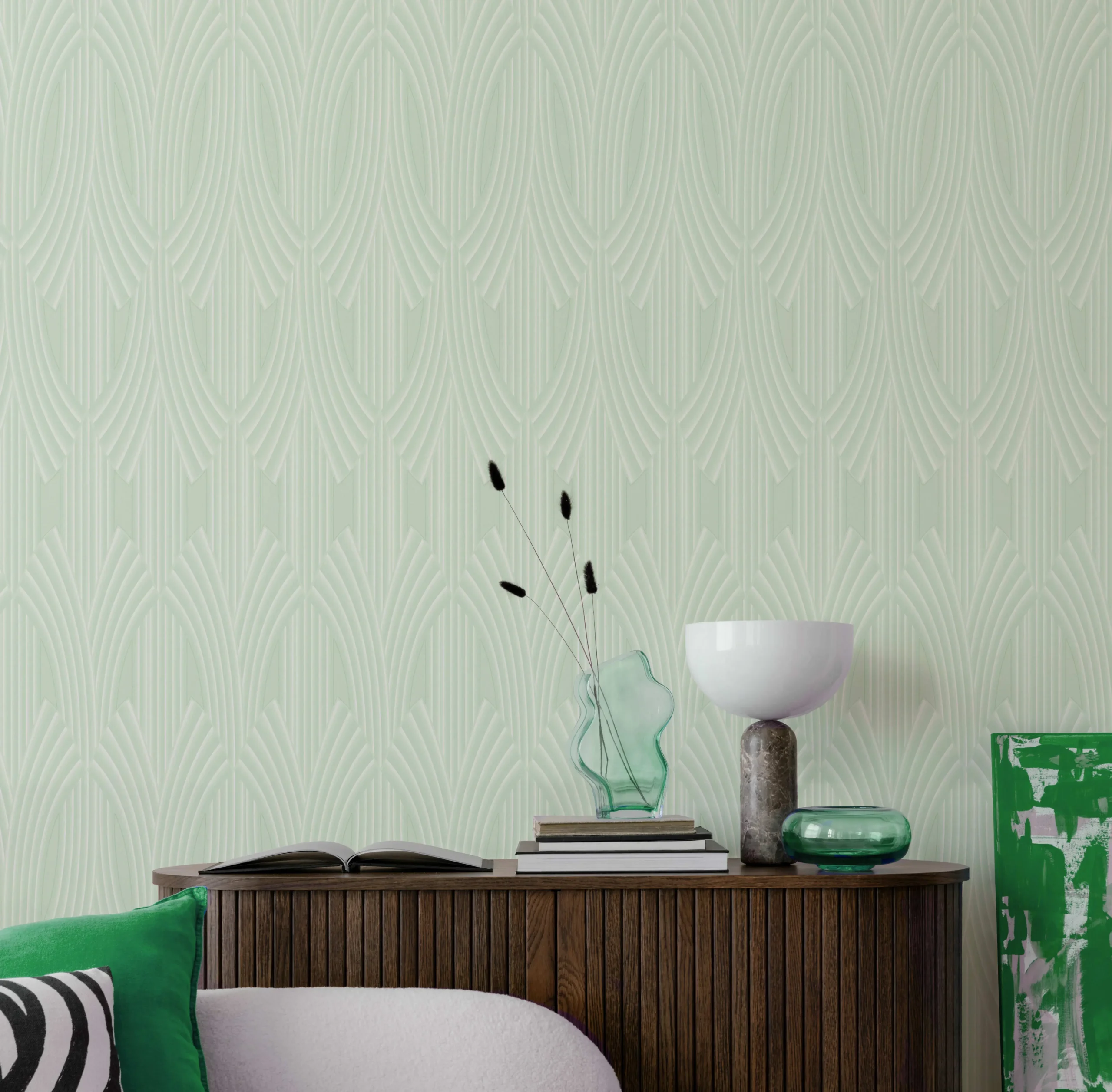 Green Embossed Wallpaper – Natural Elegance (24102-4)